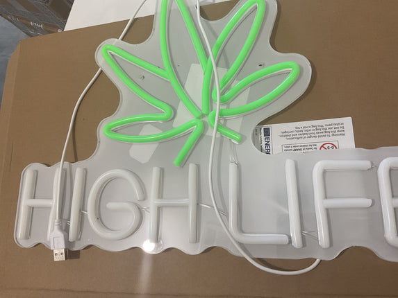 highlife green leaf neon sign