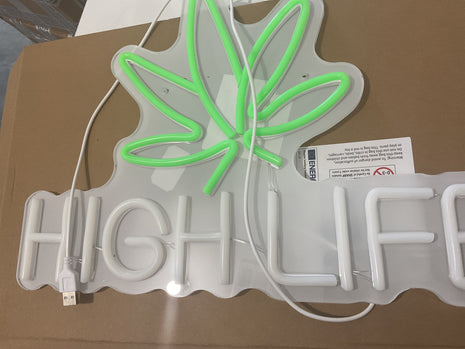 highlife green leaf neon sign