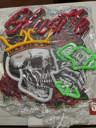 crown skull neon light