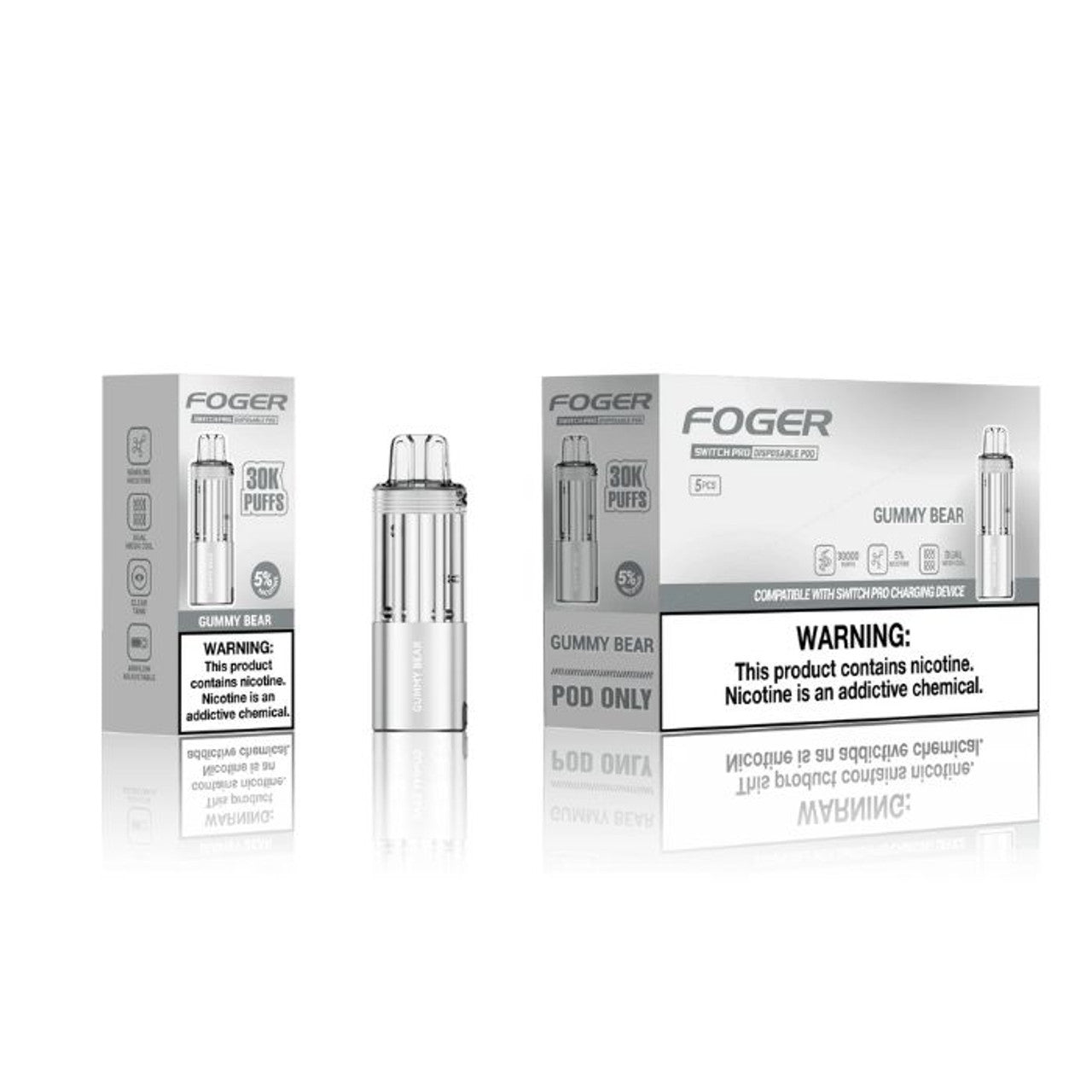 FOGER SWITCH PRO 30K PUFFS 5% NIC 19ML DISPOSABLE POD 5CT/DISPLAY