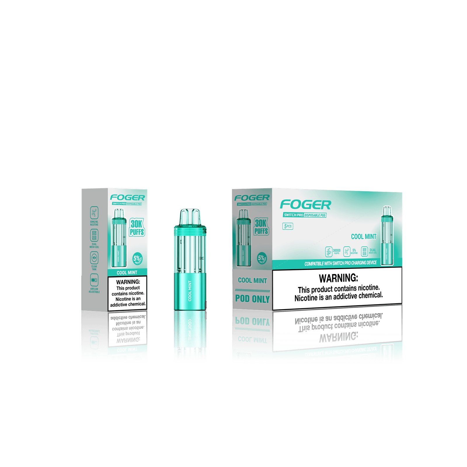FOGER SWITCH PRO 30K PUFFS 5% NIC 19ML DISPOSABLE POD 5CT/DISPLAY
