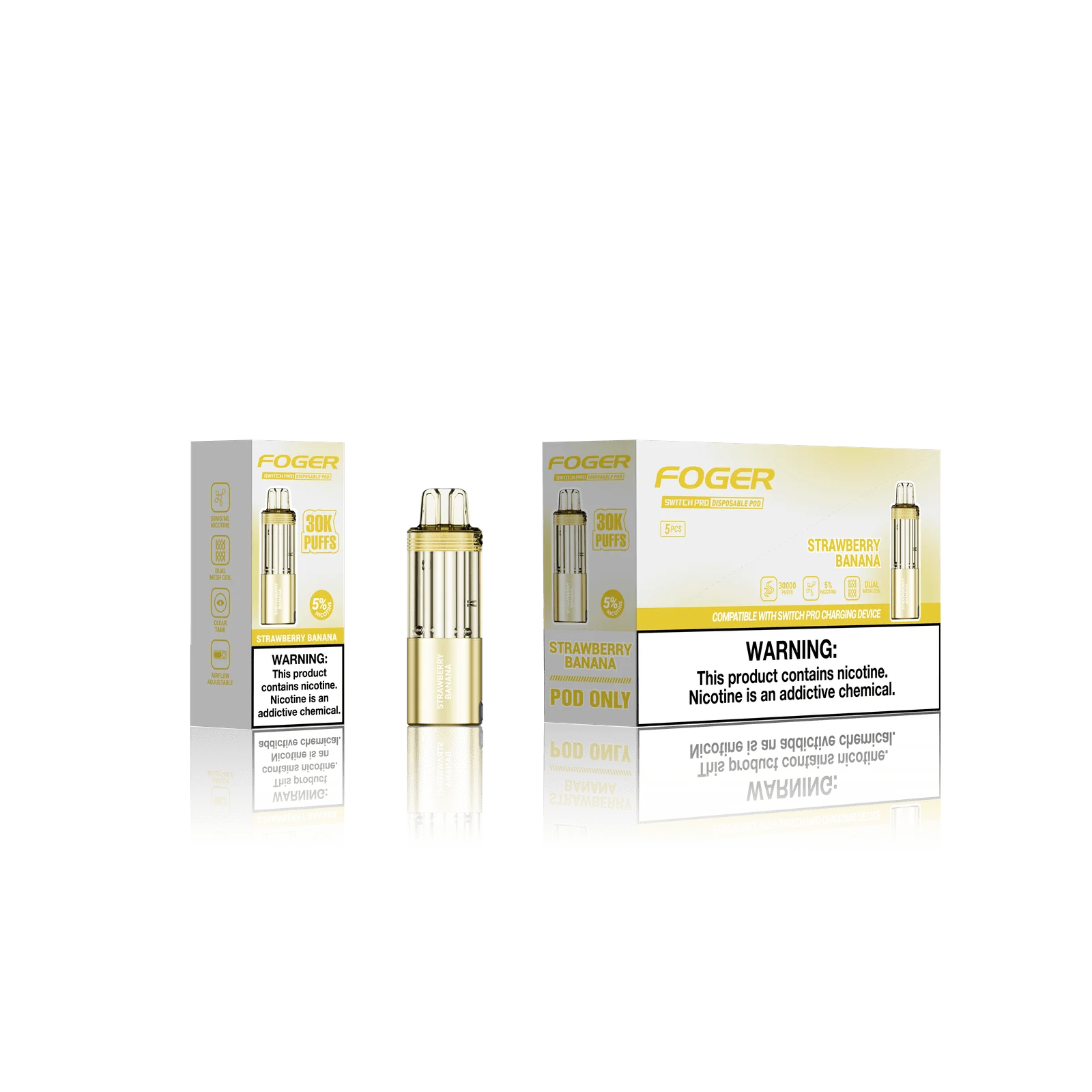 FOGER SWITCH PRO 30K PUFFS 5% NIC 19ML DISPOSABLE POD 5CT/DISPLAY