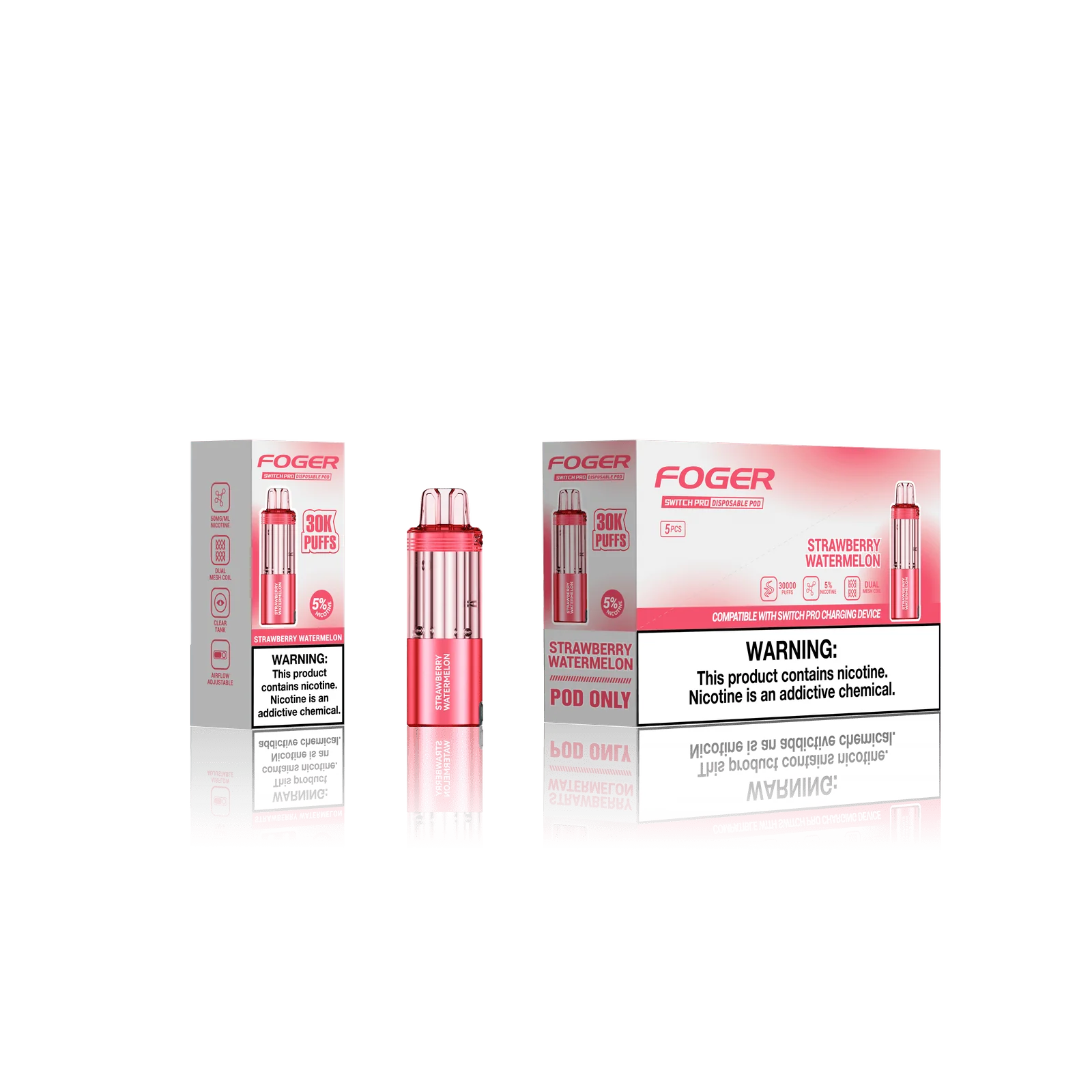 FOGER SWITCH PRO 30K PUFFS 5% NIC 19ML DISPOSABLE POD 5CT/DISPLAY