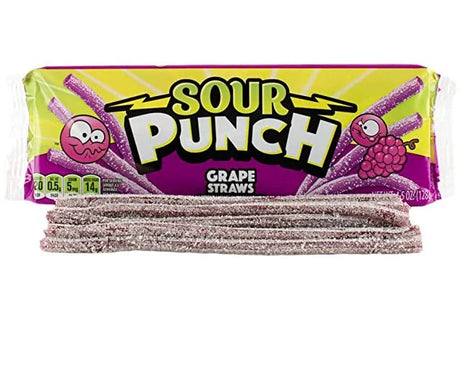 Sour Punch Straws Grape 2 Oz. – 24 Ct