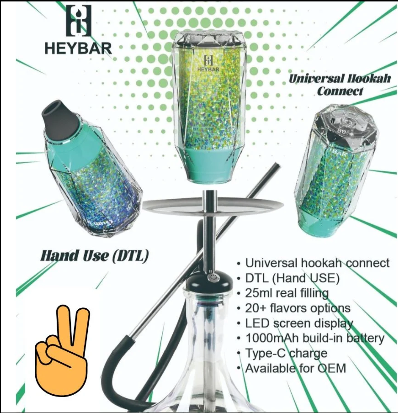 HeyBar E-Hookah Head 25K Disposable 6PK