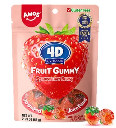 AMOS 4D Gummy Strawberry Filled Candy Fruit
