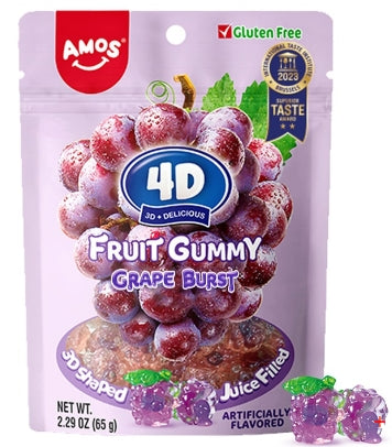 AMOS 4D Gummy Grape Filled Fruit Candy