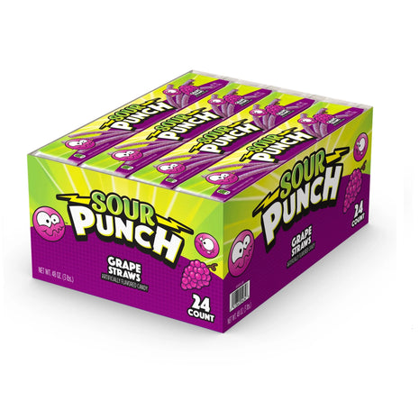 Sour Punch Straws Grape 2 Oz. – 24 Ct