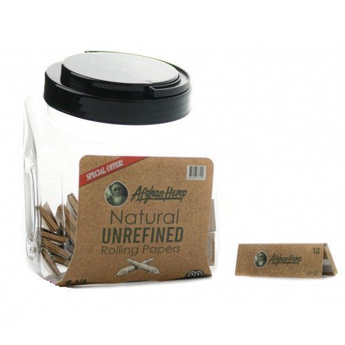 Afghan Hemp Natural Unrefined Rolling Papers 1 1/4 Size 50ct/jar - SBCDISTRO