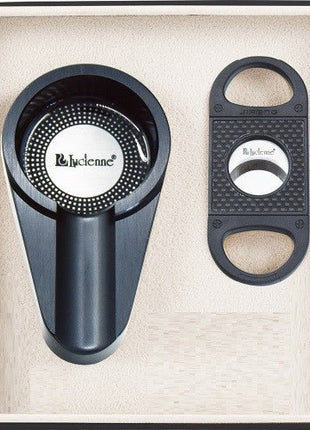 Black Metallic Cigar Cutter & Ashtray Set - SBCDISTRO