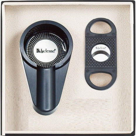 Black Metallic Cigar Cutter & Ashtray Set - SBCDISTRO