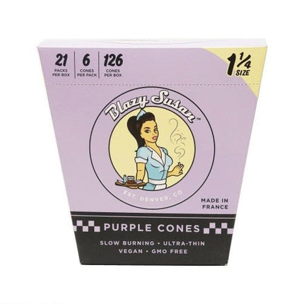 Blazy Susan Purple Pre-roll Cones 1-1/4 6ct/21pk - SBCDISTRO
