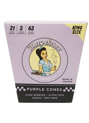 Blazy Susan Purple Pre-roll Cones King Size 3ct/21pk - SBCDISTRO