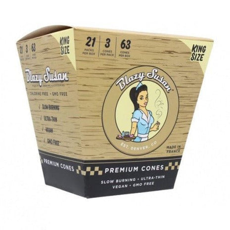 Blazy Susan Unbleached King Size Cones (21pk/box) - SBCDISTRO