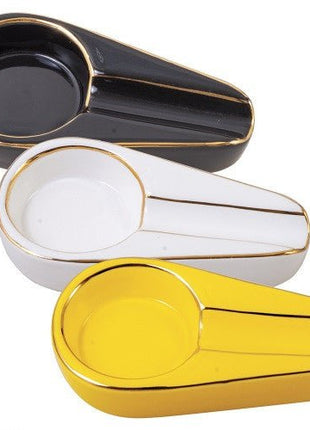 Ceramic Colored Cigar Ashtray With Gold Line 6ct/dis - SBCDISTRO