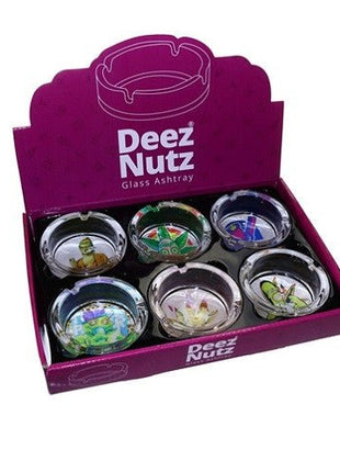 DEEZ NUTZ GLASS ASHTRAY 6CT/DIS - SBCDISTRO