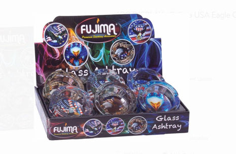 Fujima Ashtray With Assorted Eagle Flag Design 6ct/display - SBCDISTRO