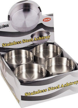 Fujima Large Stainless Steel Ashtray 12ct/display - SBCDISTRO