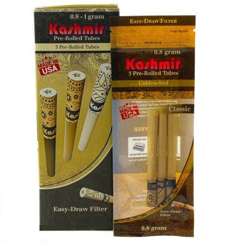Kashmir Pre-rolled Tubes Unbleached Classic Display 15pk - SBCDISTRO