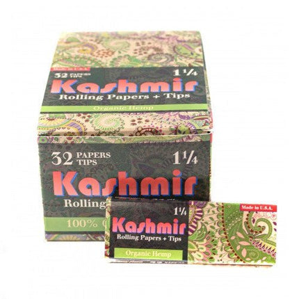 KASHMIR ROLLING PAPER 1 1/4 + TIPS ORGANIC HEMP 32PK - SBCDISTRO