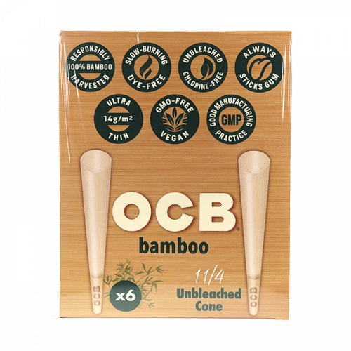 Ocb Bamboo Unbleached Pre Rolled Cones 1¼ 32ct 6pk - SBCDISTRO