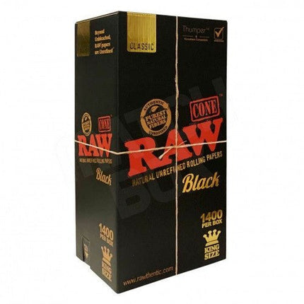 Raw Black Cones King Size 1400ct 4 Display Per Case - SBCDISTRO