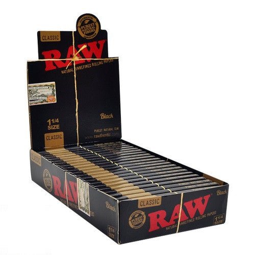 Raw Black Natural Unrefined 1 1/4 Rolling Paper- 24ct - SBCDISTRO