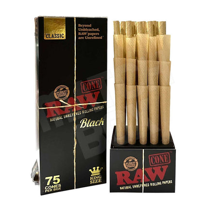 Raw Black Organic Cone 75ct - SBCDISTRO