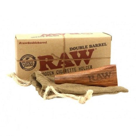 Raw Double Barrel Cigrate Holder Wooden King Size - SBCDISTRO