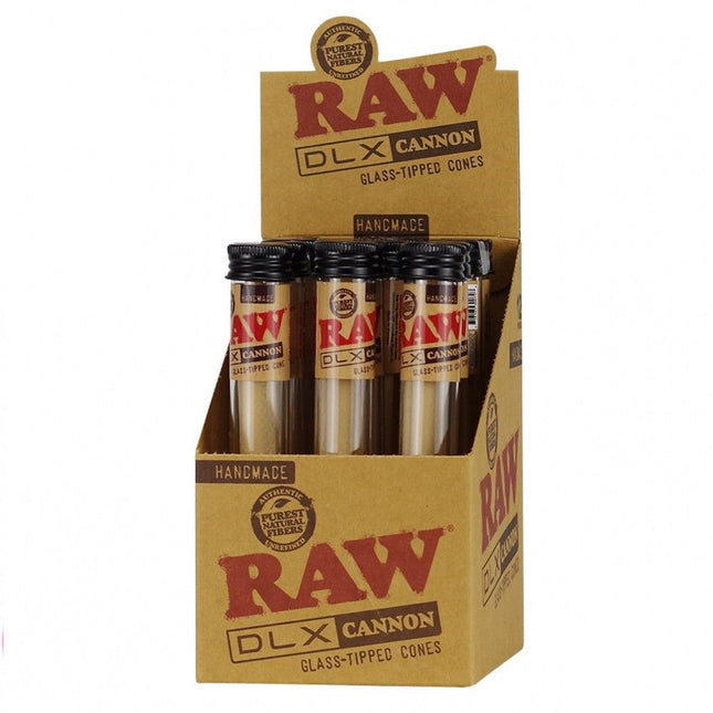 Raw King Size Dlx Glass Tipped Canon 12ct/display - SBCDISTRO