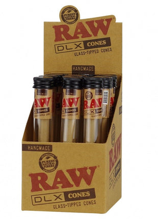 Raw King Size Dlx Glass Tipped Cone 12ct/display - SBCDISTRO