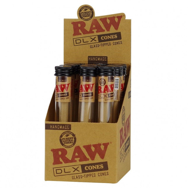 Raw King Size Dlx Glass Tipped Cone 12ct/display - SBCDISTRO