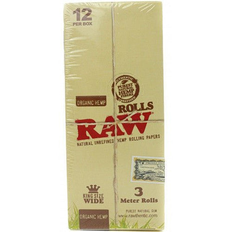 Raw Organic King Size Wide 3 Meter Rolls 12ct/display - SBCDISTRO