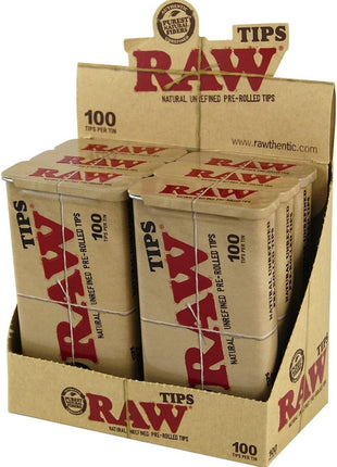 Raw Pre-rolled Tips In Tin 100/tin - SBCDISTRO