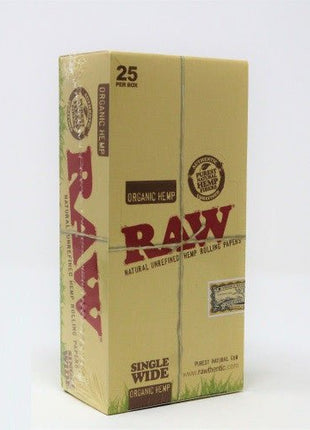 Raw Single Wide Organic Hemp Papers 25 Ct / Pk - SBCDISTRO