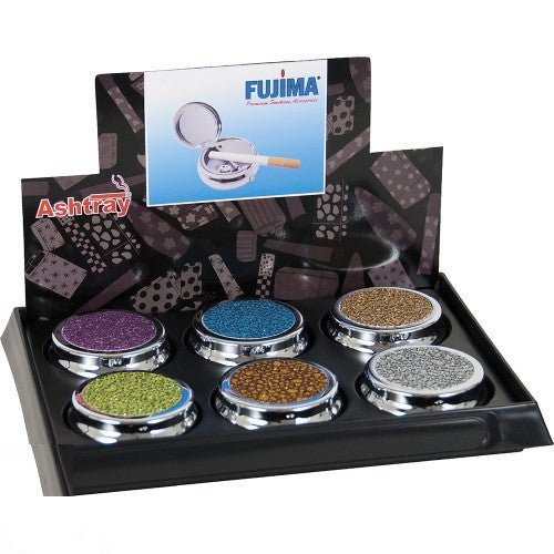 Stainless Steel With Glitter Top Ashtray 6ct/display - SBCDISTRO