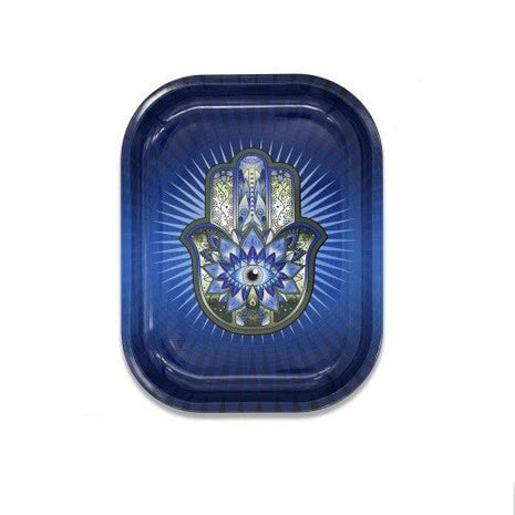 Syndicate Glass Rolling Tray Medium - Hamsa Blue - SBCDISTRO