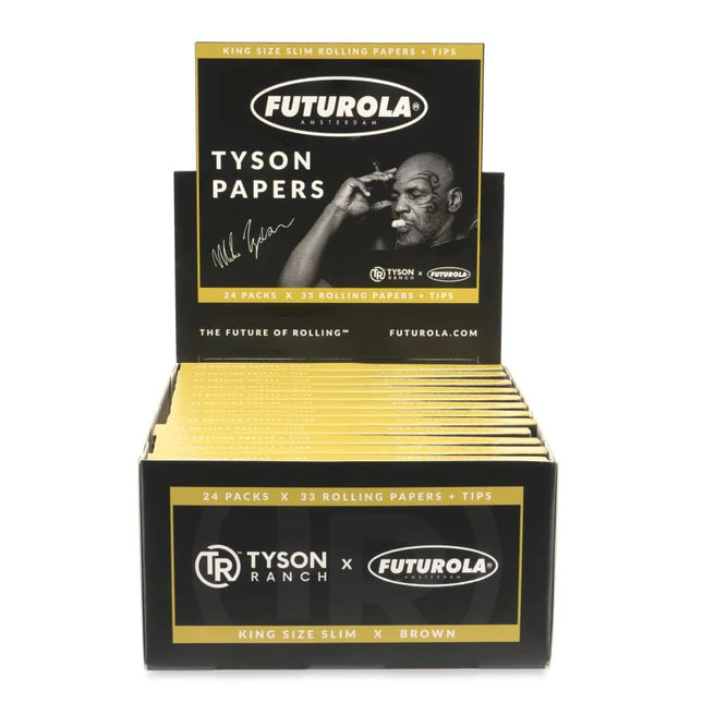Tyson Ranch® X Futurola - Rolling Papers King Size Slim With Tips (33ct) - Display Of 24 - SBCDISTRO