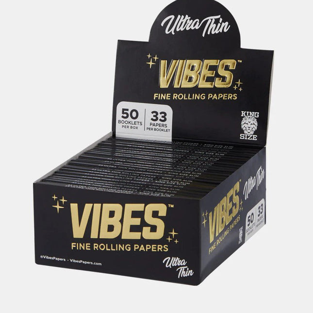 Vibes Fine Rolling Papers 1 ¼ (50 Papers/ 50 Books) Ultra Thin - Black - SBCDISTRO